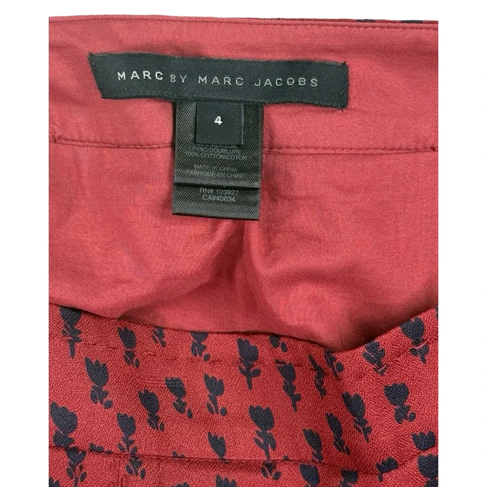 Marc by‎ Marc Jacobs 100% Silk Pleated Mini Skirt Red Navy Size 4